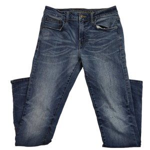 American Eagle Skinny Jeans Extreme Flex Taper Leg 32" Ins Med Wash Blue Denim